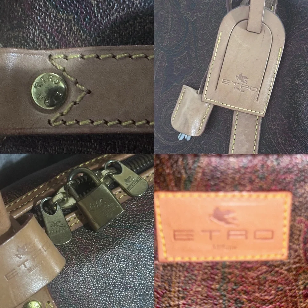 Etro Milano Luxury Large Paisley Burgundy Boston Duffle Travel Weekender Bag